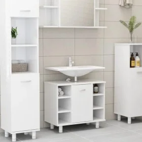 Armario de baño madera contrachapada blanco brillo 60x32x53,5cm de vidaXL, Muebles de baño - Ref: Foro24-802639, Precio: 54,3...
