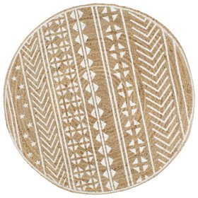 Alfombra de yute tejida a mano con estampado blanco 120 cm de , Alfombras - Ref: Foro24-133693, Precio: 44,14 €, Descuento: %