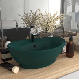 Lavabo lujo con rebosadero cerámica verde oscuro 58,5x39 cm de , Lavabos - Ref: Foro24-146937, Precio: 88,73 €, Descuento: %