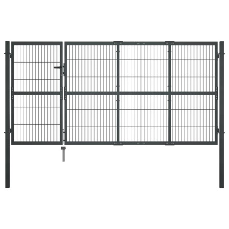 Puerta de valla de jardín con postes acero antracita 350x120 cm de , Puertas de jardín - Ref: Foro24-144400, Precio: 429,78 €...