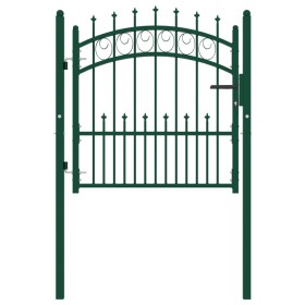 Puerta de valla con picos acero verde 100x100 cm de , Puertas de jardín - Ref: Foro24-146383, Precio: 149,74 €, Descuento: %