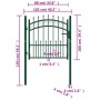 Puerta de valla con picos acero verde 100x100 cm de , Puertas de jardín - Ref: Foro24-146383, Precio: 149,74 €, Descuento: %