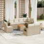 Set de sofás de jardín 9 pzas con cojines ratán sintético beige en Conjuntos de jardín | Comprar online en Foru.es