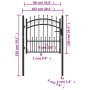 Puerta de valla con picos acero negro 100x100 cm de , Puertas de jardín - Ref: Foro24-146388, Precio: 153,02 €, Descuento: %