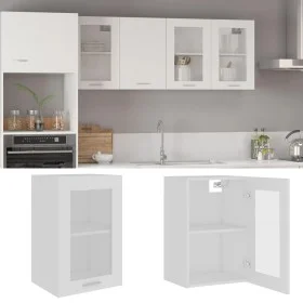 White engineered wood glass hanging cabinet 40x31x60 cm by vidaXL, Kitchen cabinets - Ref: Foro24-802505, Price: 44,79 €, Dis...
