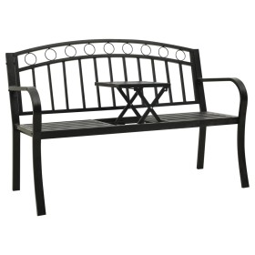 Banco de jardín con mesa acero negro 120 cm de , Bancos de jardín - Ref: Foro24-319584, Precio: 129,18 €, Descuento: %