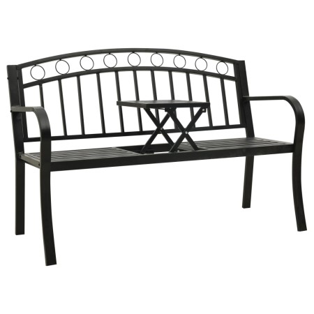 Banco de jardín con mesa acero negro 120 cm de , Bancos de jardín - Ref: Foro24-319584, Precio: 129,18 €, Descuento: %