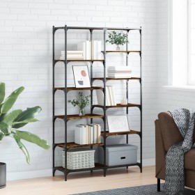 Estantería hierro madera ingeniería roble ahumado 100x32x170 cm de , Librerías y estanterías - Ref: Foro24-832790, Precio: 11...