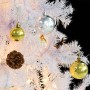 Árbol de Navidad preiluminado con luces y bolas blanco 180 cm de , Arboles de navidad - Ref: Foro24-321503, Precio: 65,18 €, ...