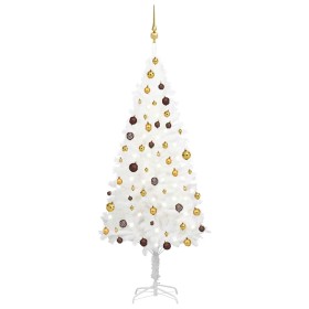 Árbol de Navidad preiluminado con luces y bolas blanco 180 cm de , Arboles de navidad - Ref: Foro24-3077548, Precio: 140,46 €...