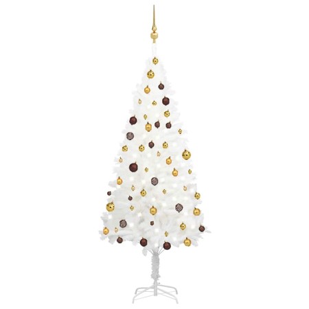 Árbol de Navidad preiluminado con luces y bolas blanco 180 cm de , Arboles de navidad - Ref: Foro24-3077548, Precio: 140,46 €...