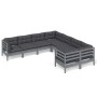 Muebles de jardín 8 pzas y cojines gris madera maciza de pino de vidaXL, Conjuntos de jardín - Ref: Foro24-3096973, Precio: 6...