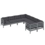 Muebles de jardín 8 pzas y cojines gris madera maciza de pino de vidaXL, Conjuntos de jardín - Ref: Foro24-3096973, Precio: 6...