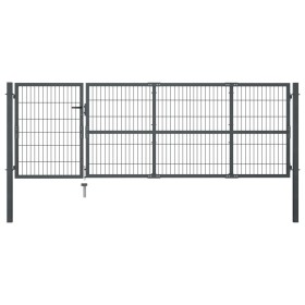Puerta de valla de jardín con postes acero antracita 350x100 cm de , Puertas de jardín - Ref: Foro24-144399, Precio: 327,06 €...