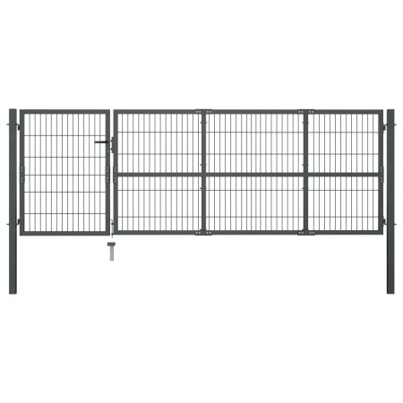 Puerta de valla de jardín con postes acero antracita 350x100 cm de , Puertas de jardín - Ref: Foro24-144399, Precio: 327,06 €...