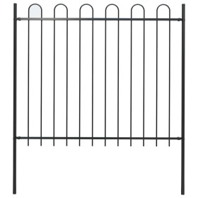 Valla de jardín con puntas de aro acero negro 1,8 m de , Paneles de vallas - Ref: Foro24-144932, Precio: 68,37 €, Descuento: %