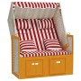 Silla Strandkorb con cojines ratán sintético madera rojo blanco de , Tumbonas - Ref: Foro24-318665, Precio: 320,57 €, Descuen...