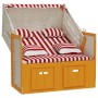 Silla Strandkorb con cojines ratán sintético madera rojo blanco de , Tumbonas - Ref: Foro24-318665, Precio: 320,57 €, Descuen...