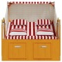 Silla Strandkorb con cojines ratán sintético madera rojo blanco de , Tumbonas - Ref: Foro24-318665, Precio: 320,57 €, Descuen...