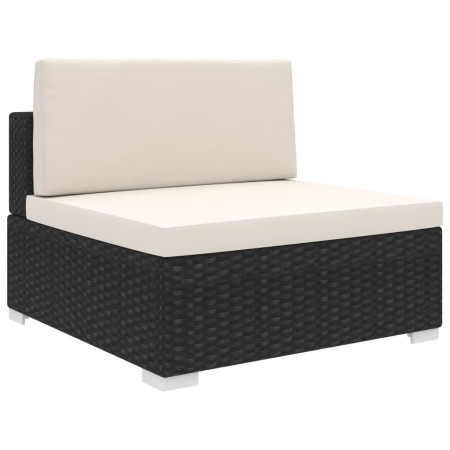 Asiento seccional central y cojines 1 ud ratán sintético negro de , Sofás modulares de exterior - Ref: Foro24-46794, Precio: ...