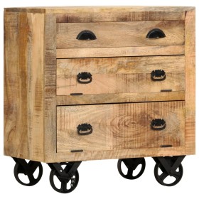 Aparador con ruedas de madera maciza de mango 70x40x75 cm de , Cajoneras - Ref: Foro24-285829, Precio: 218,43 €, Descuento: %