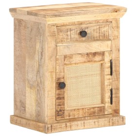 Mesita de noche madera maciza mango y caña natural 40x30x50 cm de , Mesitas de noche - Ref: Foro24-289088, Precio: 91,80 €, D...