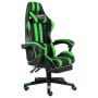 Silla gaming con reposapiés cuero sintético negro y verde de vidaXL, Sillas de oficina - Ref: Foro24-20529, Precio: 138,53 €,...