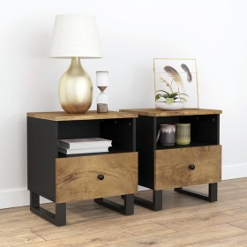Mesitas de noche 2 uds madera maciza mango madera contrachapada de , Mesitas de noche - Ref: Foro24-350655, Precio: 120,44 €,...