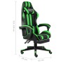 Silla gaming con reposapiés cuero sintético negro y verde de vidaXL, Sillas de oficina - Ref: Foro24-20529, Precio: 138,53 €,...