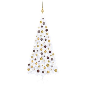 Medio árbol de Navidad con luces y bolas blanco 240 cm de , Arboles de navidad - Ref: Foro24-3077486, Precio: 87,05 €, Descue...