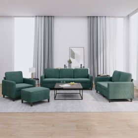 Juego de sofás 4 piezas terciopelo verde oscuro de , Sofás - Ref: Foro24-3201946, Precio: 790,54 €, Descuento: %