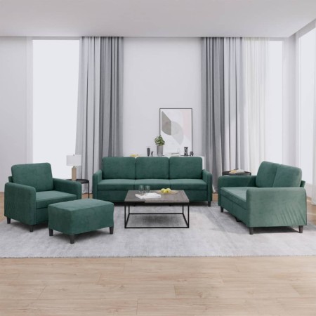 Juego de sofás 4 piezas terciopelo verde oscuro de , Sofás - Ref: Foro24-3201946, Precio: 790,54 €, Descuento: %