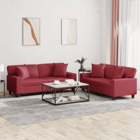 Juego de sofás con cojines 2 piezas cuero sintético rojo tinto de , Sofás - Ref: Foro24-3201927, Precio: 574,17 €, Descuento: %