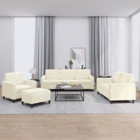 Juego de sofás 4 piezas terciopelo crema de , Sofás - Ref: Foro24-3201952, Precio: 760,24 €, Descuento: %