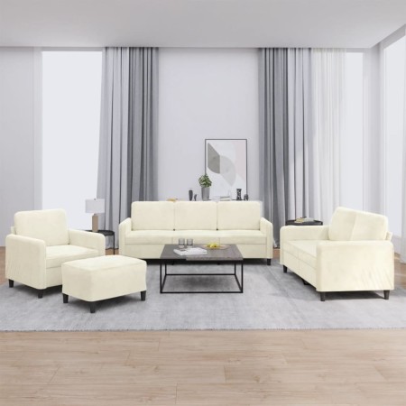 Juego de sofás 4 piezas terciopelo crema de , Sofás - Ref: Foro24-3201952, Precio: 760,24 €, Descuento: %
