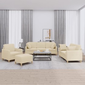 Juego de sofás con cojines 4 piezas tela crema de , Sofás - Ref: Foro24-3202080, Precio: 682,61 €, Descuento: %
