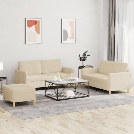Juego de sofás con cojines 3 piezas tela crema de , Sofás - Ref: Foro24-3202096, Precio: 475,61 €, Descuento: %