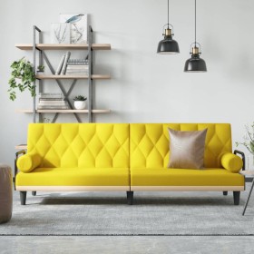 Sofá cama con reposabrazos tela amarillo claro de , Sofás - Ref: Foro24-351941, Precio: 265,87 €, Descuento: %