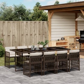 Set comedor para jardín 9 pzas y cojines ratán sintético marrón de , Conjuntos de jardín - Ref: Foro24-3210921, Precio: 545,0...