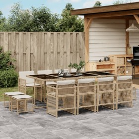 Set comedor de jardín con cojines 13 pzas ratán sintético beige de , Conjuntos de jardín - Ref: Foro24-3210982, Precio: 717,1...