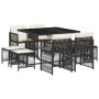 Set de comedor de jardín 9 pzas y cojines ratán sintético negro de , Conjuntos de jardín - Ref: Foro24-3210954, Precio: 356,7...