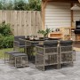 Set comedor jardín 9 pzas y cojines ratán sintético gris de , Conjuntos de jardín - Ref: Foro24-3210956, Precio: 369,58 €, De...