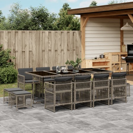 Set comedor de jardín con cojines 13 pzas ratán sintético gris de , Conjuntos de jardín - Ref: Foro24-3210980, Precio: 687,57...