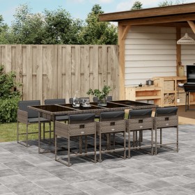 Set comedor jardín 9 pzas y cojines ratán sintético gris de , Conjuntos de jardín - Ref: Foro24-3211280, Precio: 504,57 €, De...