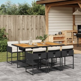 Set de comedor de jardín 7 pzas y cojines ratán sintético negro de , Conjuntos de jardín - Ref: Foro24-3211275, Precio: 423,1...
