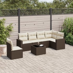 Juego de sofás de jardín 7 piezas con cojines ratán PE marrón de , Conjuntos de jardín - Ref: Foro24-3219033, Precio: 463,42 ...