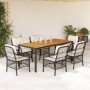 Set de comedor de jardín 7 pzas y cojines ratán sintético negro de , Conjuntos de jardín - Ref: Foro24-3212040, Precio: 677,9...