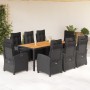 Set de comedor de jardín 9 pzas y cojines ratán sintético negro de , Conjuntos de jardín - Ref: Foro24-3212911, Precio: 1,00 ...