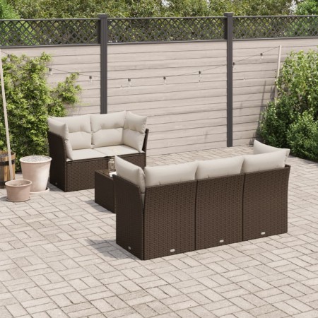 Set sofás de jardín 6 piezas y cojines ratán sintético marrón de , Conjuntos de jardín - Ref: Foro24-3249092, Precio: 433,79 ...