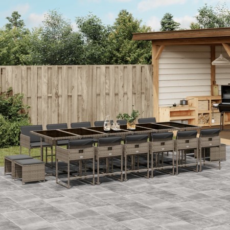 Set comedor de jardín 17 pzas y cojines ratán sintético gris de , Conjuntos de jardín - Ref: Foro24-3211364, Precio: 868,45 €...